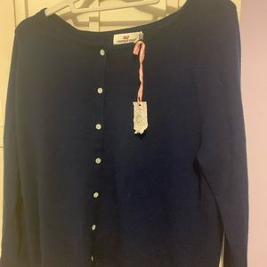 Navy blue cardigan sweater